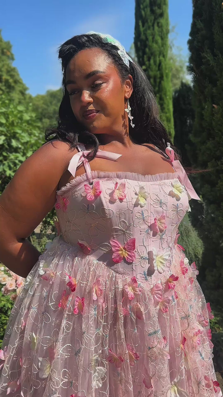 Dancing Petal &amp; Butterfly Midi Dress