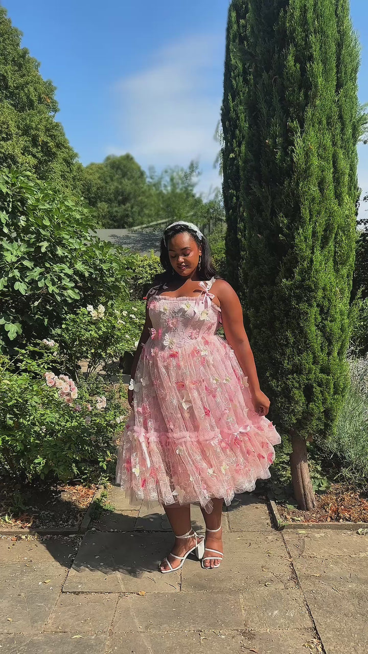 Dancing Petal &amp; Butterfly Midi Dress
