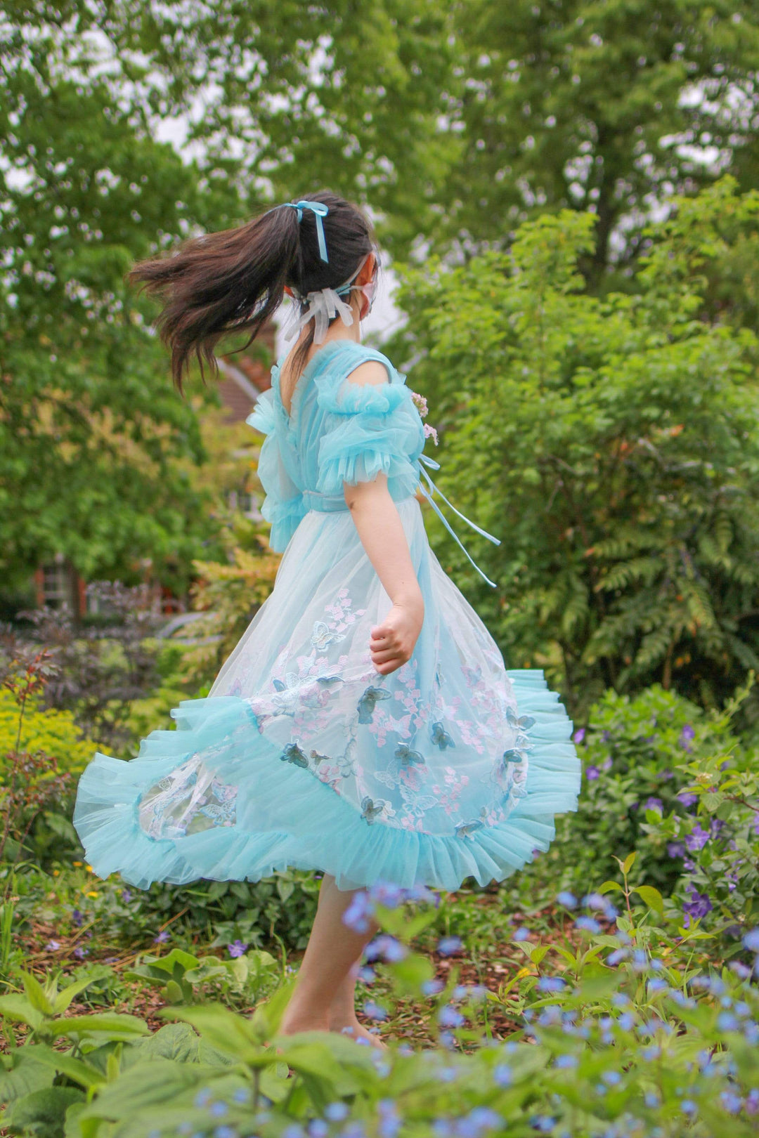 blue and white butterfly dress Aurora Butterfly Dress